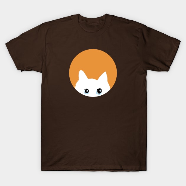 White Cat Face T-Shirt by thecolddots